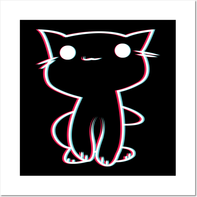 cute glitch cat Wall Art by MINOUCHSTORE